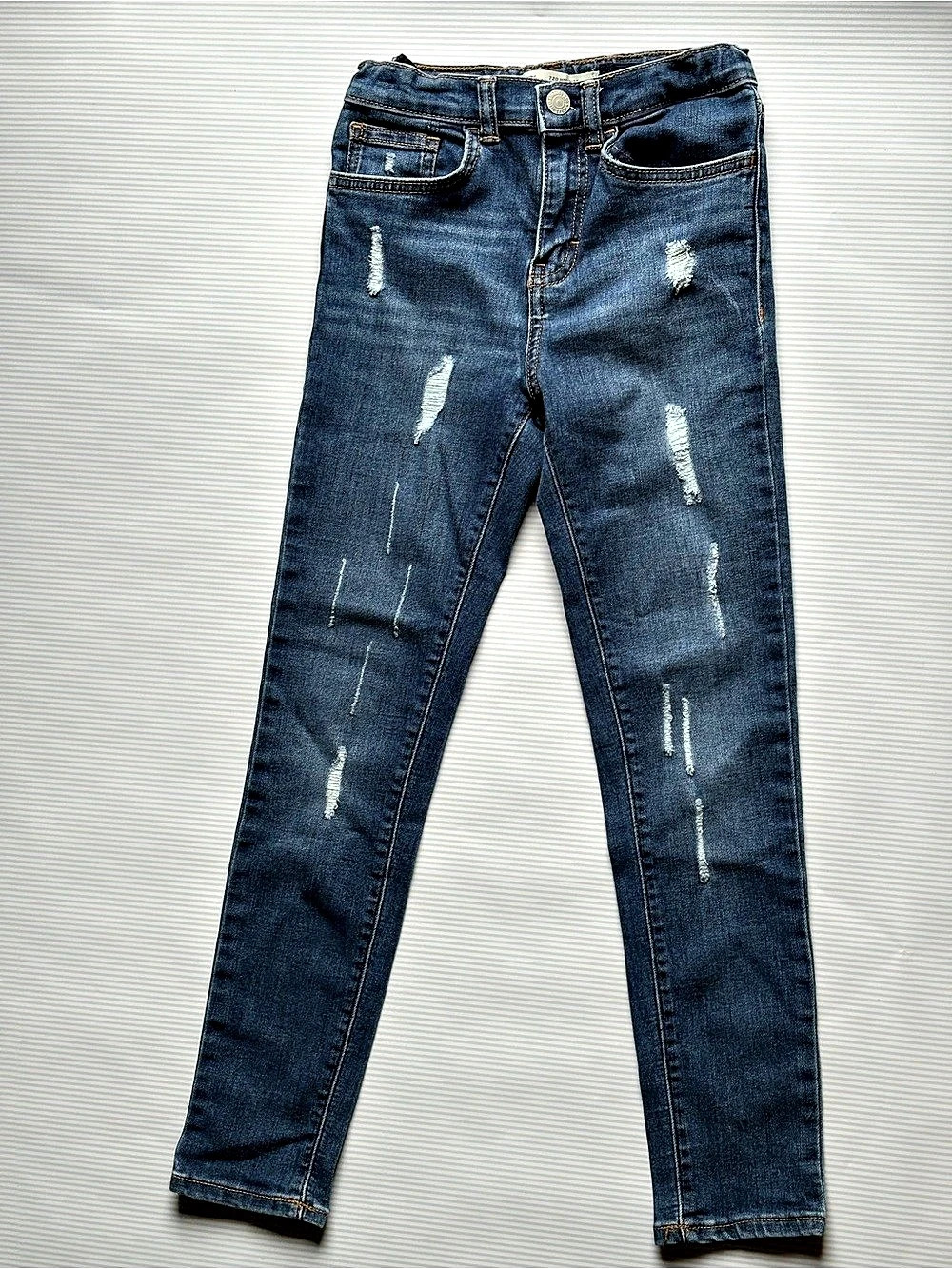 Levi's 720 High Rise Super Skinny Distressed Blue Jeans Size 7/8